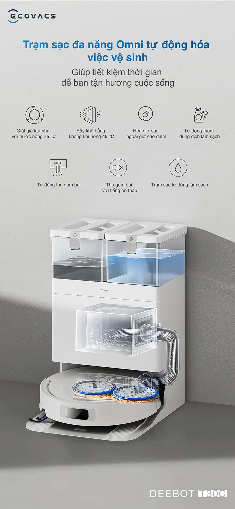 Robot hút bụi Ecovacs Deebot T30C 2025