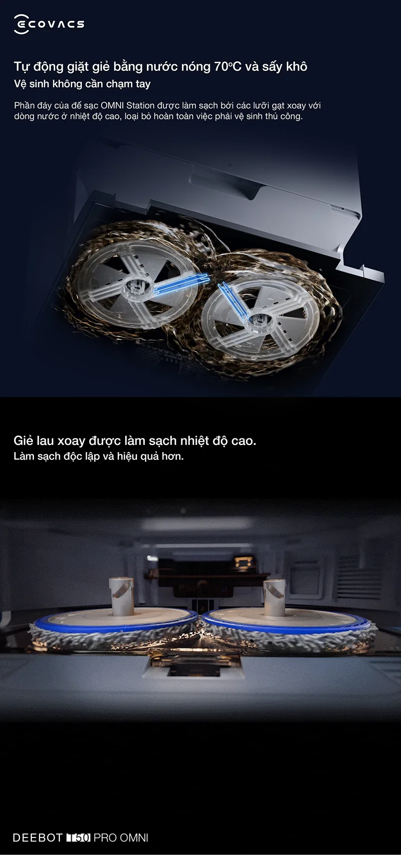 Robot hút bụi lau nhà Ecovacs Deebot T50 Pro Omni
