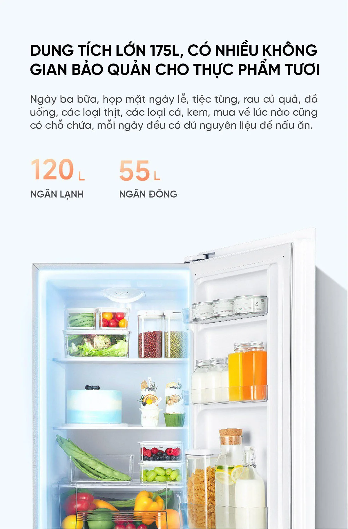 Tủ lạnh Xiaomi Mijia 175L 2 cánh tiết kiệm điện hiệu quả