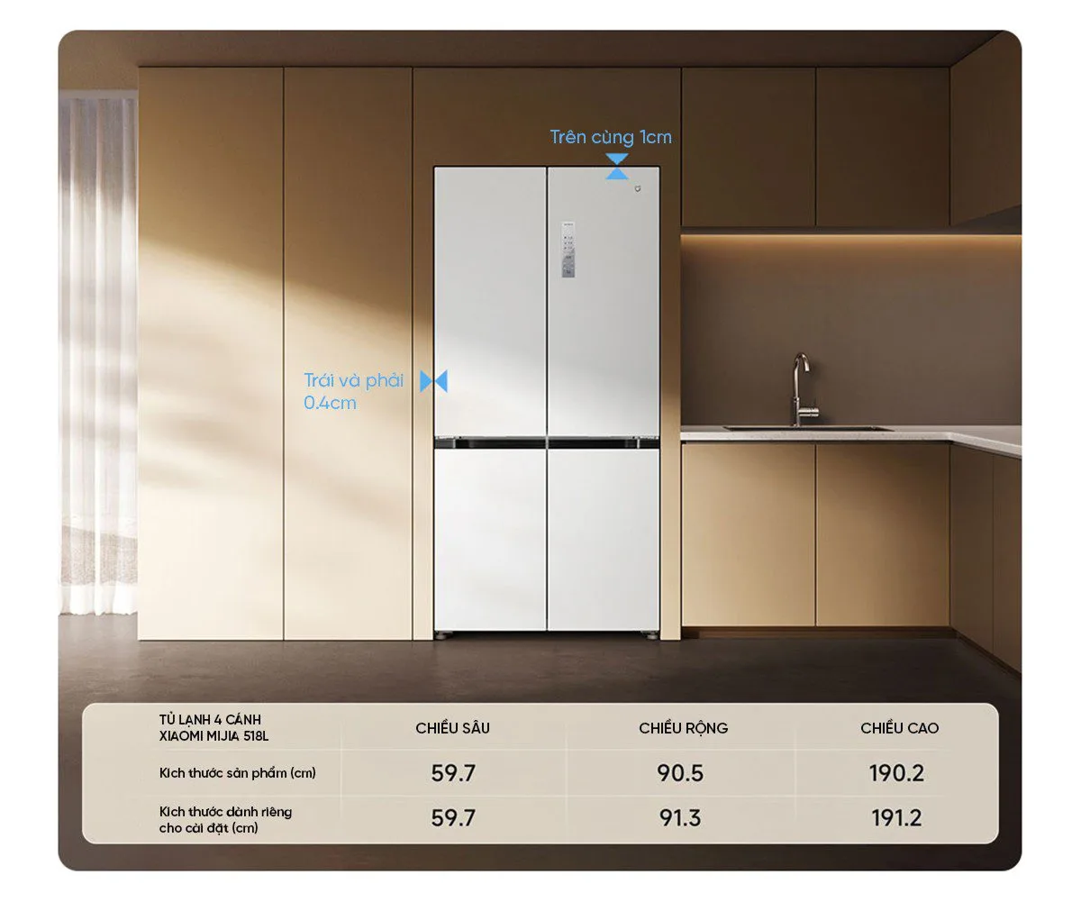 Tủ lạnh Xiaomi Mijia 518L, 4 cửa, có ngăn đông mềm - Ảnh 4