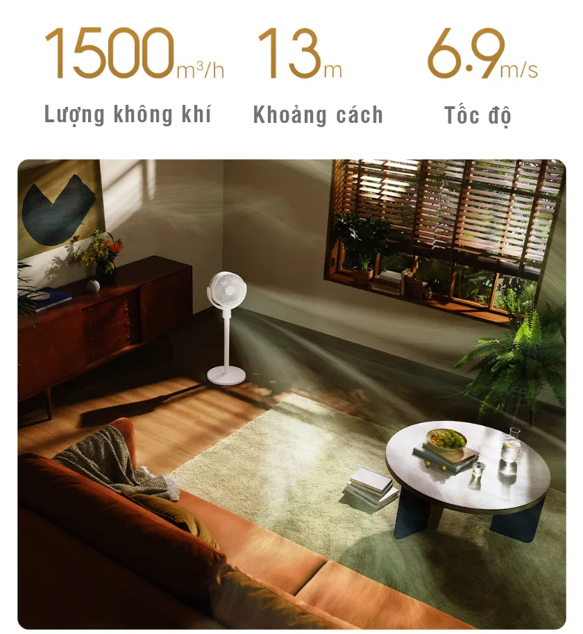 Quạt cây tuần hoàn không khí Xiaomi Mijia 08 – 100 cấp độ gió, điều chỉnh chiều cao
