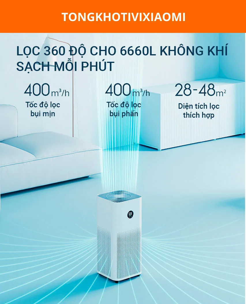 Máy lọc không khí Xiaomi Air Purifier 4 – Khử mùi hiệu quả
