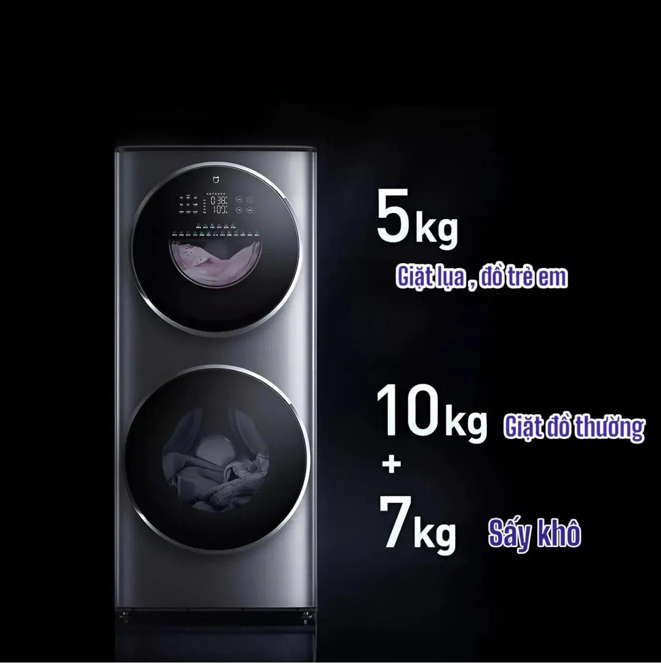 Máy Giặt Sấy Xiaomi Mijia MJ206 2 Tầng, Giặt 15kg Và Sấy 7kg